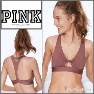 PINK Victoria's Secret GYM to SWIM TOP 🤎 Cocoa & Black EUC M - not my size :(